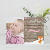 Rustic Winter Onederland Fox 1ste verjaardag Kaart (Staand voorkant)