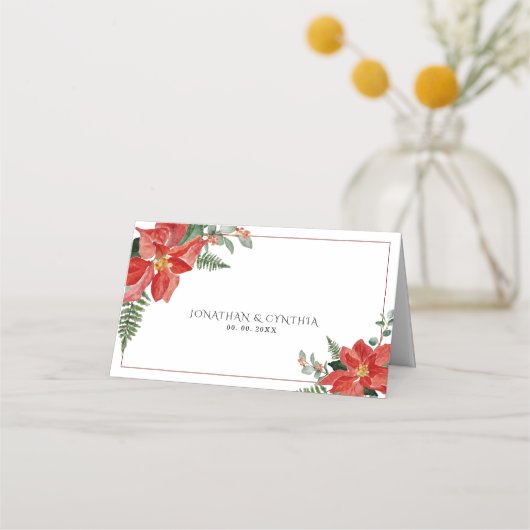 Rustic Winter Poinsettia Red Christmas Wedding (Voorkant)