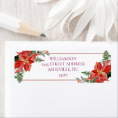 Rustic Winter Poinsettia Red Christmas Wedding Etiket (Insitu)