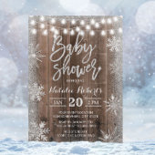 Rustic Winter Silver Snowflake Baby shower Kaart