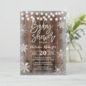 Rustic Winter Silver Snowflake Baby shower Kaart (Staand voorkant)