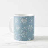 Rustic Winter Snowflake Blue Waterverf Koffiemok (Voorkant links)