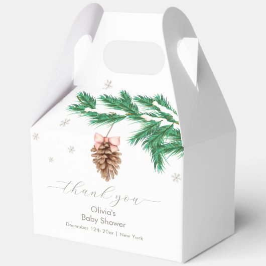Rustic Winter Snowflake Pine cone Baby Shower Bedankdoosjes (Voorkant)