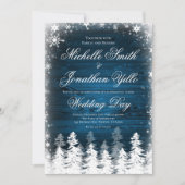 Rustic Winter Snowflake Wedding Kaart (Voorkant)