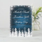 Rustic Winter Snowflake Wedding Kaart (Staand voorkant)
