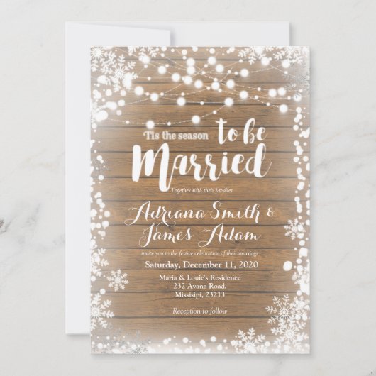 Rustic Winter Snowflakes Holiday Weddenschap Kaart (Voorkant)