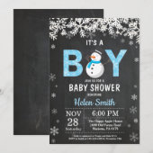 Rustic Winter Snowman Boy Baby shower Uitnodiging (Voorkant / Achterkant)