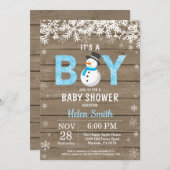 Rustic Winter Snowman Boy Baby shower Uitnodiging (Voorkant / Achterkant)