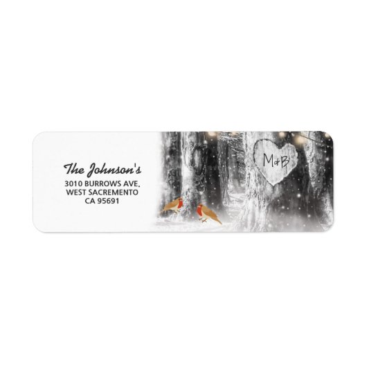 Rustic Winter Tree Return-adres Etiket (Voorkant)