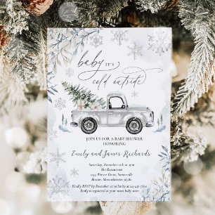 Rustic Winter Truck Snowflake Baby shower Kaart
