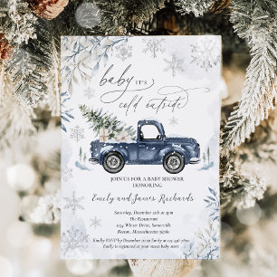 Rustic Winter Truck Snowflake Baby shower Kaart
