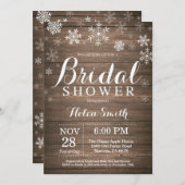 Rustic Winter Vrijgezellenfeest Snowflake Invitati Kaart (Voorkant / Achterkant)