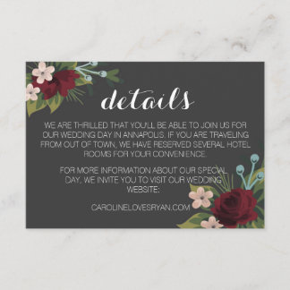 Rustic Winter Wedding Details Card Informatiekaartje