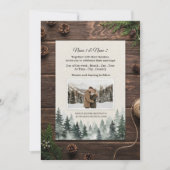 Rustic winter wedding invitation with photo kaart (Voorkant)