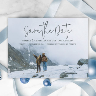 Rustic Winter Wedding Save-the-Date Photo Briefkaa Briefkaart