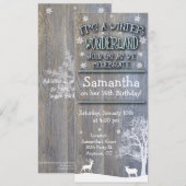 Rustic Winter Wonderland Birthday Uitnodiging (Voorkant / Achterkant)