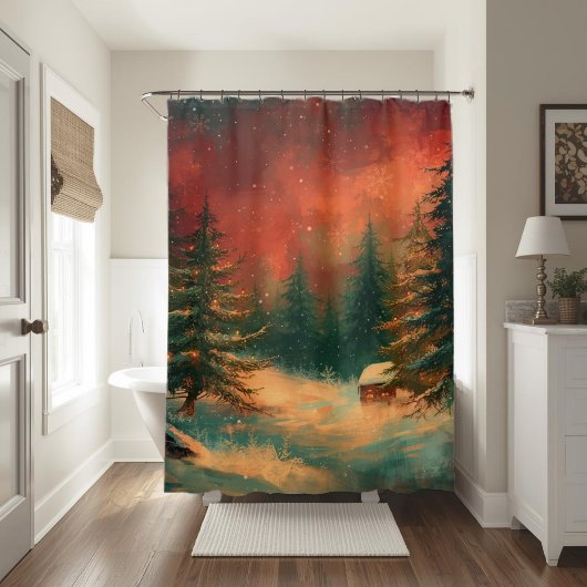 Rustic Winter Wonderland Christmas Shower Curtain Douchegordijn