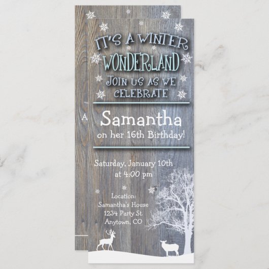 Rustic Winter Wonderland Invitation d'anniversaire (Devant / Derrière)
