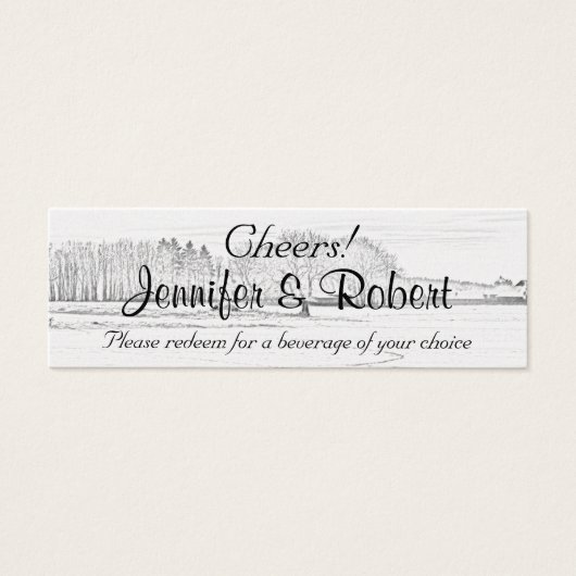 Rustic Winter Wonderland Mariage Boire Billets (Devant)
