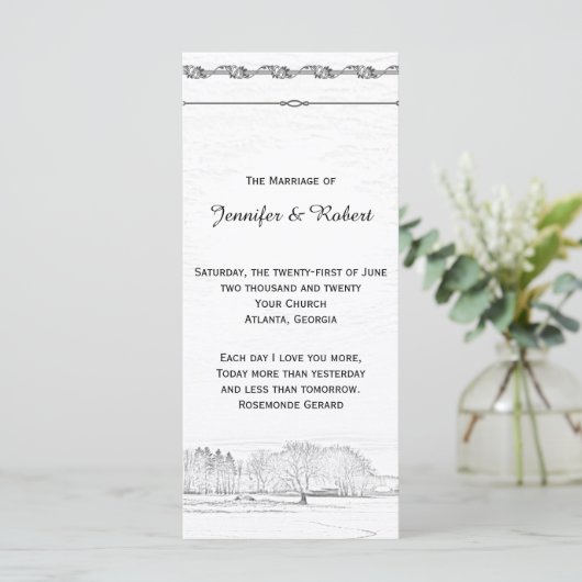 Rustic Winter Wonderland Wedding Programme (Debout devant)