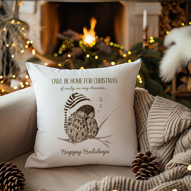 Rustic Winter Woodland | Birch Bark Owl Christmas Kussen (Creator heeft geüpload)