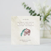 Rustic Winter Woodland Pine Cone Save the Date Aankondiging (Staand voorkant)
