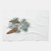 Rustic Winter Woodland Pine Cones and Branch Theedoek (Horizontaal)