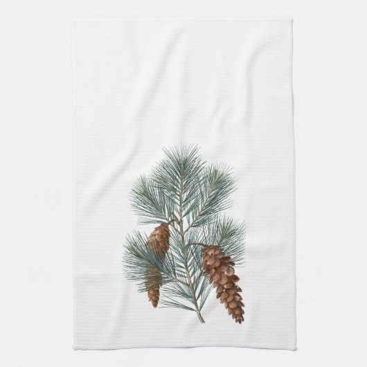 Rustic Winter Woodland Pine Cones and Branch Theedoek (Verticaal)