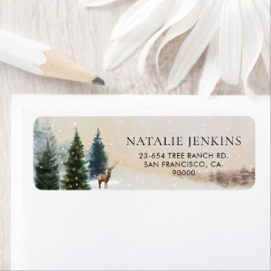 Rustic Winter Woodland Return Address Etiket