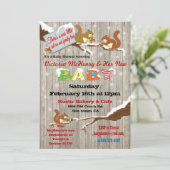 Rustic Winter Woodland Squirrel Baby shower Kaart (Staand voorkant)