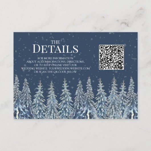 Rustic Winter Woods Wedding QR code Details Insert Informatiekaartje (Voorkant)