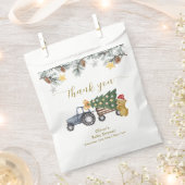 Rustic Winter X'mas Tree Tractor Bear Baby Shower  Bedankzakje (Geknipt)