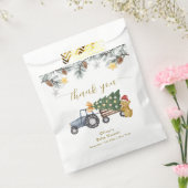 Rustic Winter X'mas Tree Tractor Bear Baby Shower  Bedankzakje (Gezegeld)