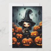 Rustic Witch Bats Pumpkins Halloween Party Kaart (Achterkant)
