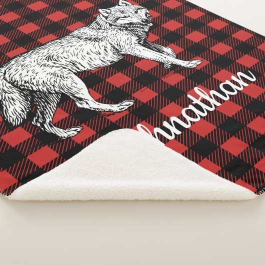 Rustic Wolf Buffalo Check Lumberjack Pset Sherpa Deken (3/4)