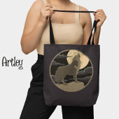 Rustic Wolf Howling Moon Night Sky Logo Draagtas