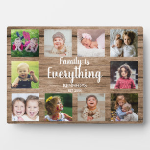 Rustic Wood 10 Photo Collage Family 5 x 7 inch Fotoplaat