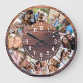 Rustic Wood 12 Foto Collage Grote Klok (Voorkant)