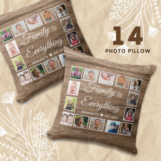 Rustic Wood 14 Quote voor fotocollage Kussen (14 photo collage pillow)