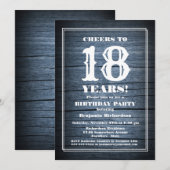 Rustic Wood 18th Birthday Party Kaart (Voorkant / Achterkant)