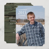 Rustic Wood 2015 Afstuderen Fotoaankondiging Kaart (Voorkant / Achterkant)