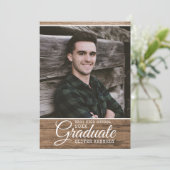Rustic Wood 2025 Afstuderen Foto Afstuderen Aankondiging (Staand voorkant)