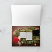 Rustic Wood 3 Afbeelding kerst Wenskaart Kaart (Binnen)