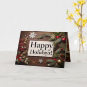 Rustic Wood 3 Afbeelding kerst Wenskaart Kaart (Gele Bloem)