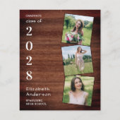 Rustic Wood 3 Foto Budget GraduParty nodigt uit (Voorkant)