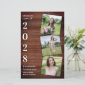 Rustic Wood 3 Uitnodiging tot Afstuderen voor foto (Staand voorkant)