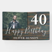 Rustic Wood 40th Birthday Party Photo Banner (Horizontaal)