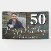 Rustic Wood 50th Birthday Party Photo Banner (Horizontaal)