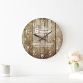 Rustic Wood 5th Wedding Anniversary Personalized Grote Klok (Huis)