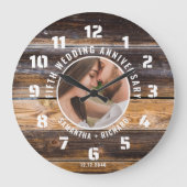 Rustic Wood 5th Wedding Jubileum Foto Grote Klok (Voorkant)
